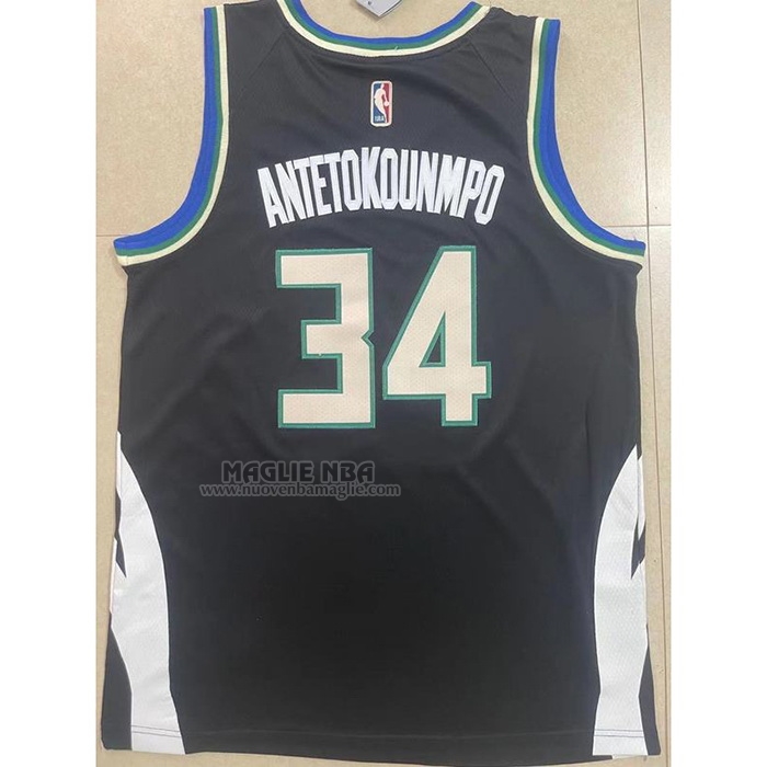 Maglia
 Giannis Antetokounmpo NO 34 Milwaukee Bucks Statement 2022-23 Nero
